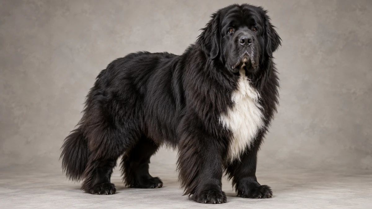 Newfoundland Köpek köpek — siyah + beyaz göğüslü renk