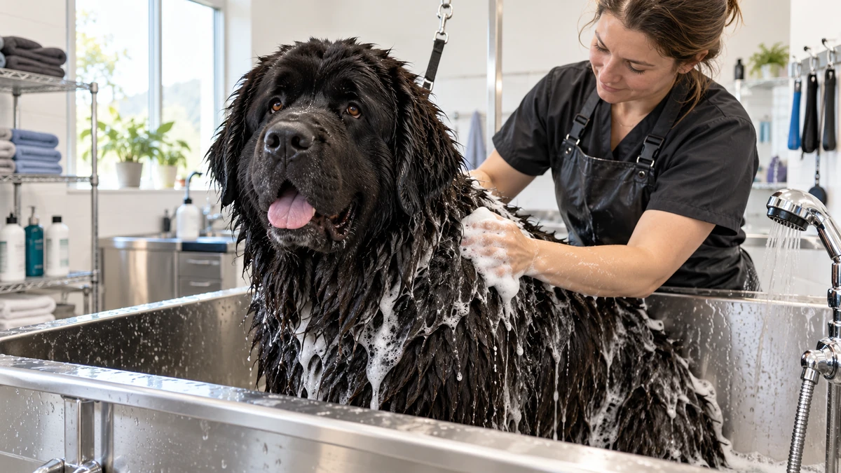 Newfoundland Köpek köpek — banyo ve temizlik
