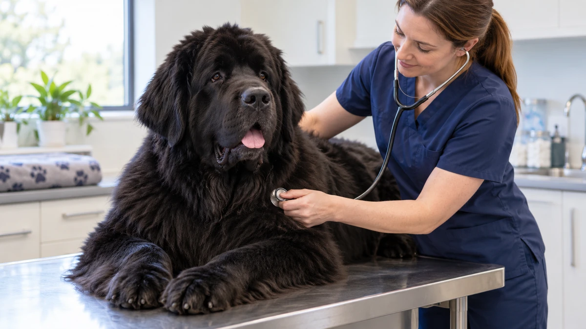 Newfoundland Köpek köpek — veteriner kontrolü